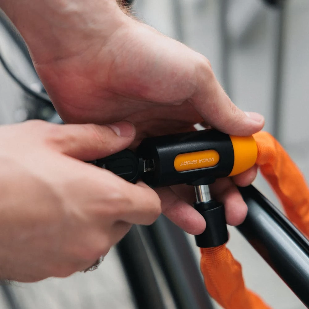 Замок-цепь для велосипеда 6х1000 мм оранжевый Vinca - фото 4