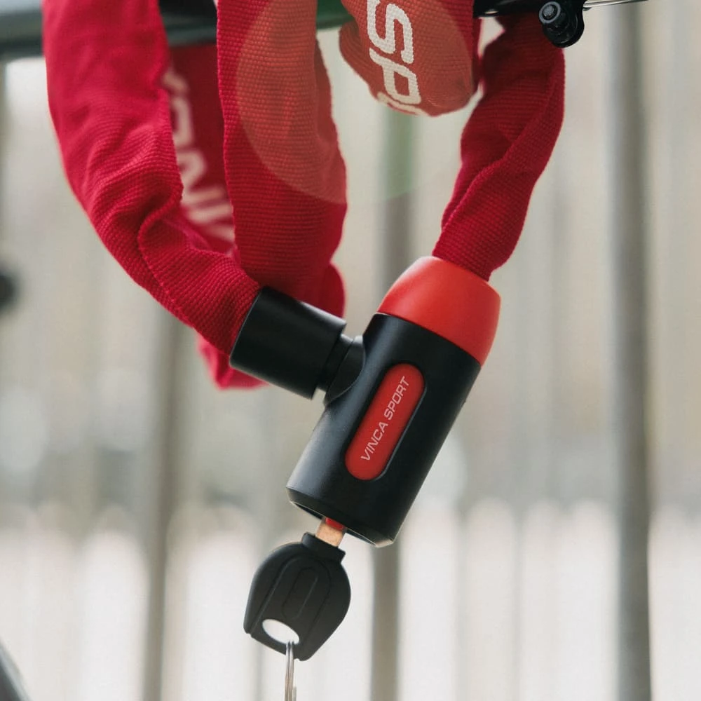 Замок-цепь для велосипеда 6х1000 мм красный Vinca - фото 3