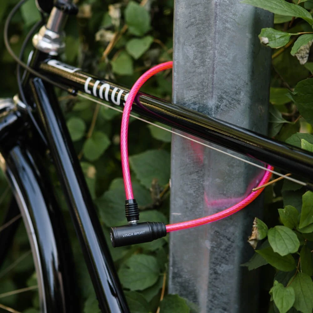 Велосипедный тросовый замок 8х650 мм розовый Vinca - фото 3