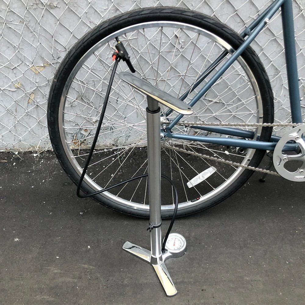 Напольный велосипедный насос M-Wave Air Flow хромированный - фото 7