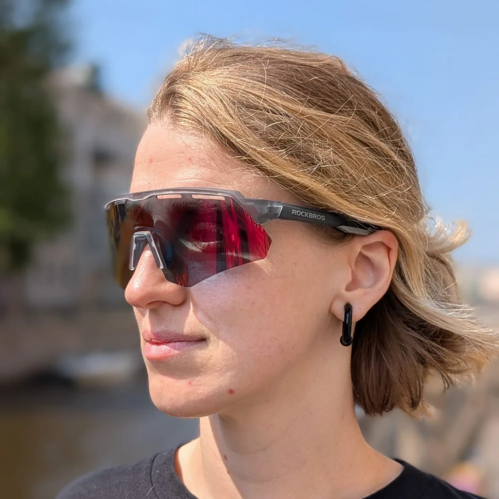 Очки фотохромные ROCKBROS в прозрачной оправе с оранжевыми линзами - фото 3