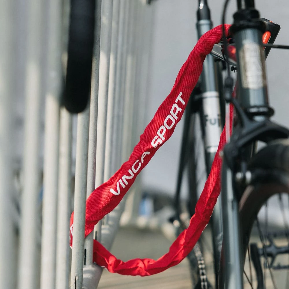 Замок-цепь для велосипеда 6х1000 мм красный Vinca - фото 2
