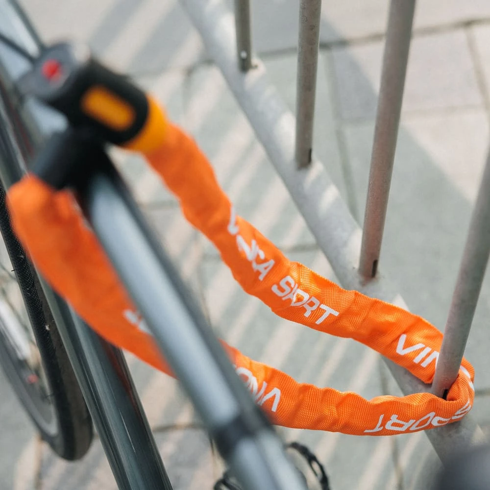Замок-цепь для велосипеда 6х1000 мм оранжевый Vinca - фото 2