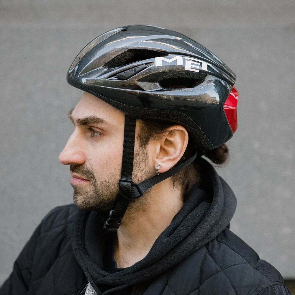 Велошлем MET Strale Glossy Black Red Metallic S - фото 4