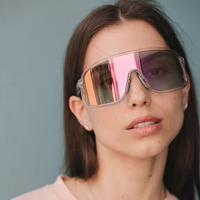 Очки фотохромные ROCKBROS в прозрачной оправе с большими оранжевыми линзами