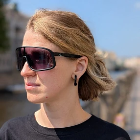 Очки фотохромные ROCKBROS в черной оправе ярко с большими черными линзами