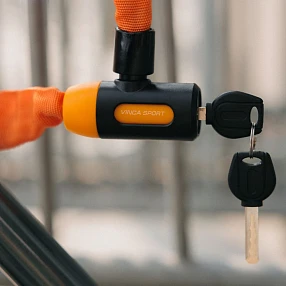 Замок-цепь для велосипеда 6х1000 мм оранжевый Vinca