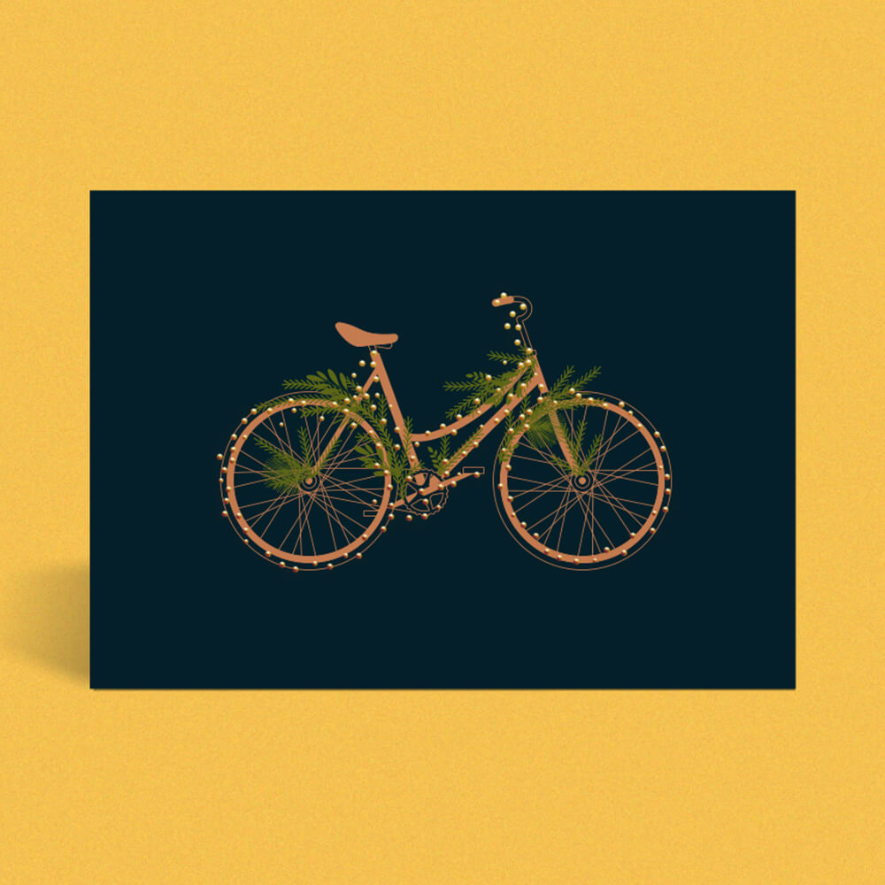 Новогодняя открытка с объёмной фольгой Inside Велосипед - фото 1