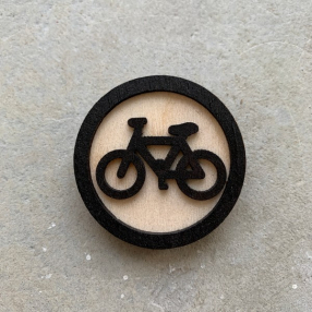 Значок из древесины Знак велосипеда 