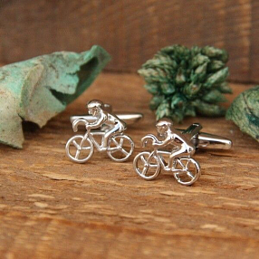 Запонки с велосипедистом