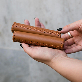 Велосипедные грипсы 13 см VELO коричневые прошитые