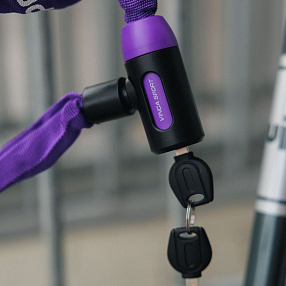 Замок-цепь для велосипеда 6х1000 мм фиолетовый Vinca