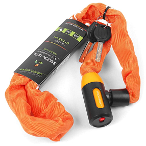 Замок-цепь для велосипеда 6х1000 мм оранжевый Vinca