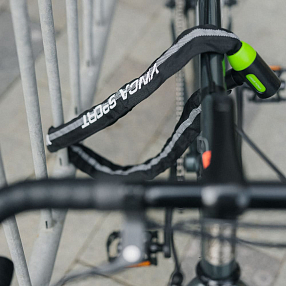 Замок-цепь для велосипеда  6х1000 мм черный и светоотражающий Vinca